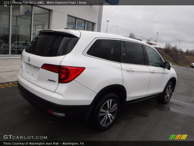 White Diamond Pearl / Beige 2017 Honda Pilot EX-L AWD