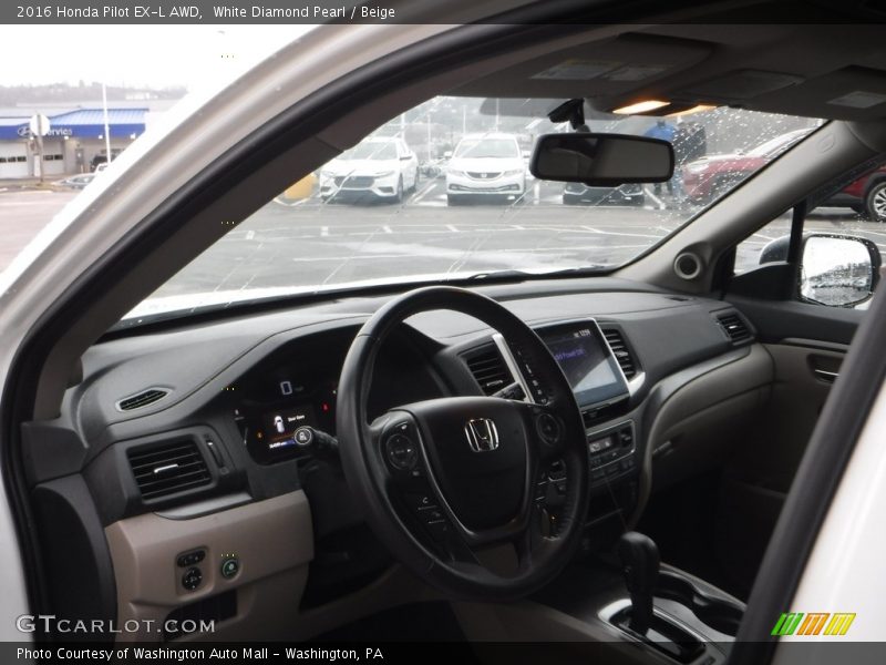 White Diamond Pearl / Beige 2016 Honda Pilot EX-L AWD