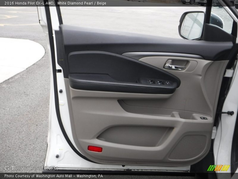 White Diamond Pearl / Beige 2016 Honda Pilot EX-L AWD