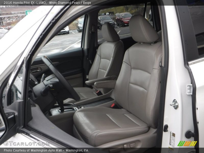 White Diamond Pearl / Beige 2016 Honda Pilot EX-L AWD