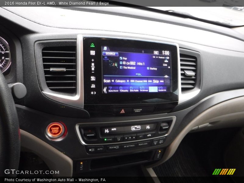 White Diamond Pearl / Beige 2016 Honda Pilot EX-L AWD
