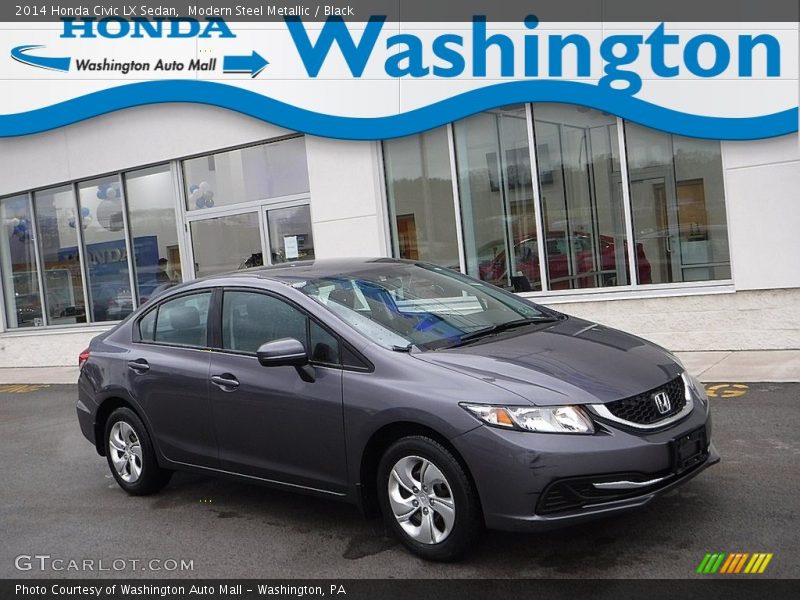 Modern Steel Metallic / Black 2014 Honda Civic LX Sedan