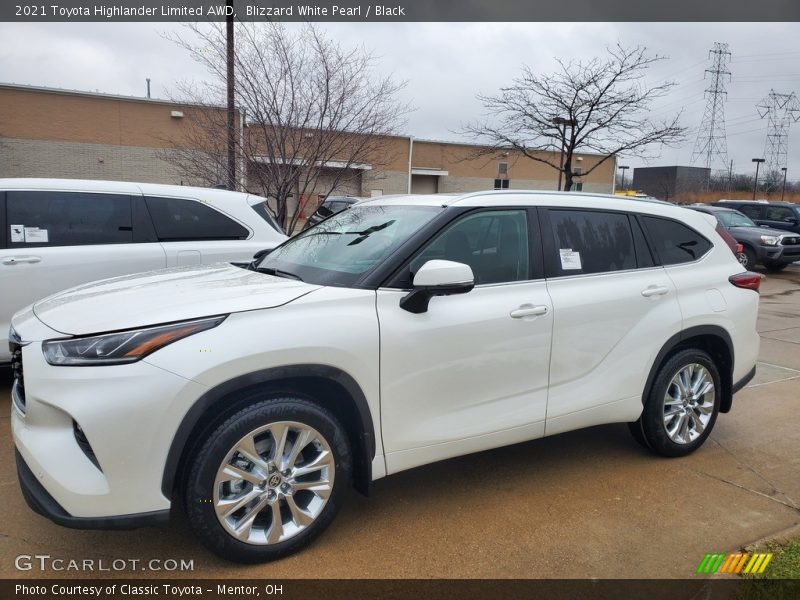 Blizzard White Pearl / Black 2021 Toyota Highlander Limited AWD