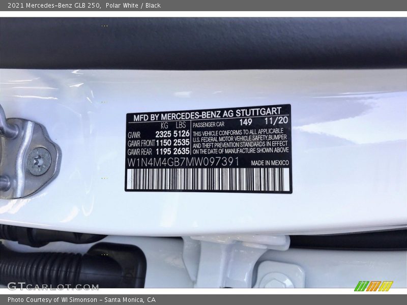 Polar White / Black 2021 Mercedes-Benz GLB 250
