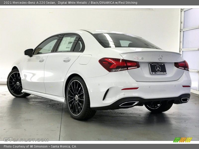 Digital White Metallic / Black/DINAMICA w/Red Stitching 2021 Mercedes-Benz A 220 Sedan