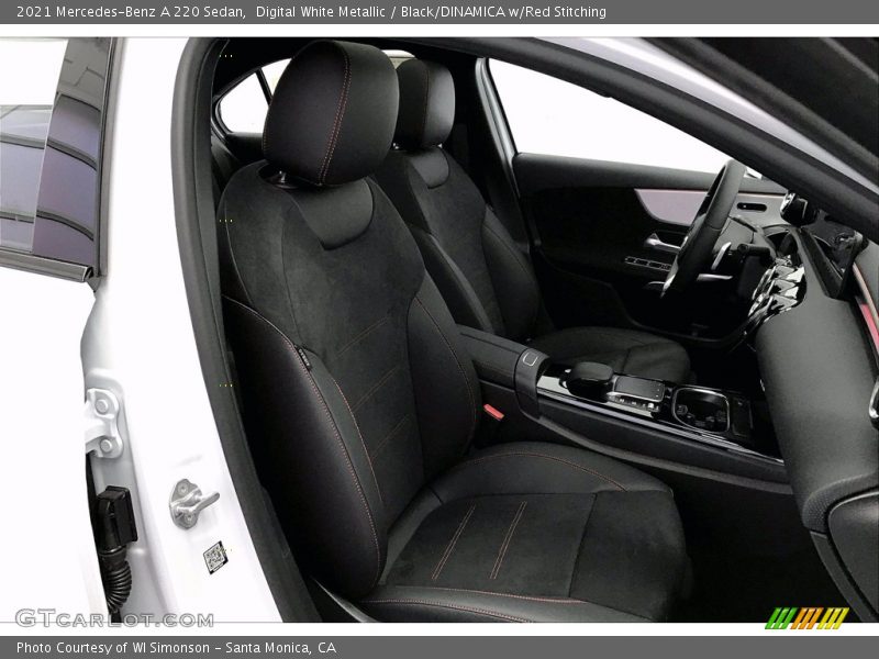 Digital White Metallic / Black/DINAMICA w/Red Stitching 2021 Mercedes-Benz A 220 Sedan