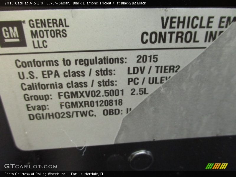Black Diamond Tricoat / Jet Black/Jet Black 2015 Cadillac ATS 2.0T Luxury Sedan