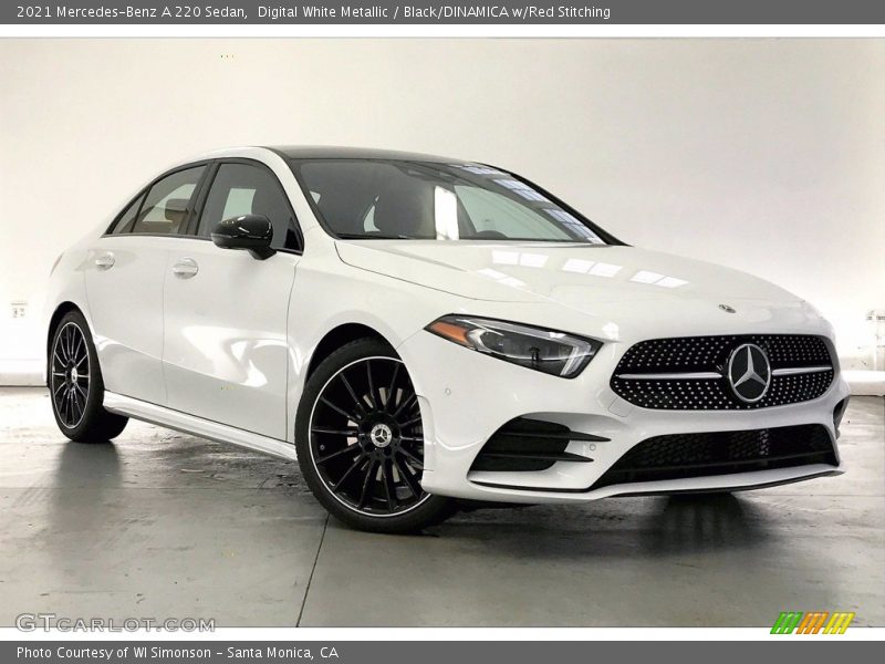 Digital White Metallic / Black/DINAMICA w/Red Stitching 2021 Mercedes-Benz A 220 Sedan