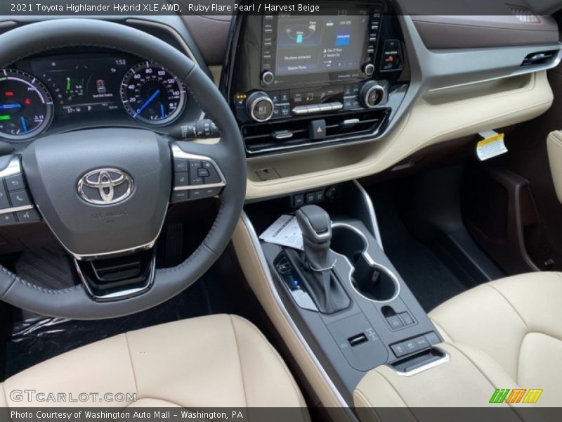 Ruby Flare Pearl / Harvest Beige 2021 Toyota Highlander Hybrid XLE AWD
