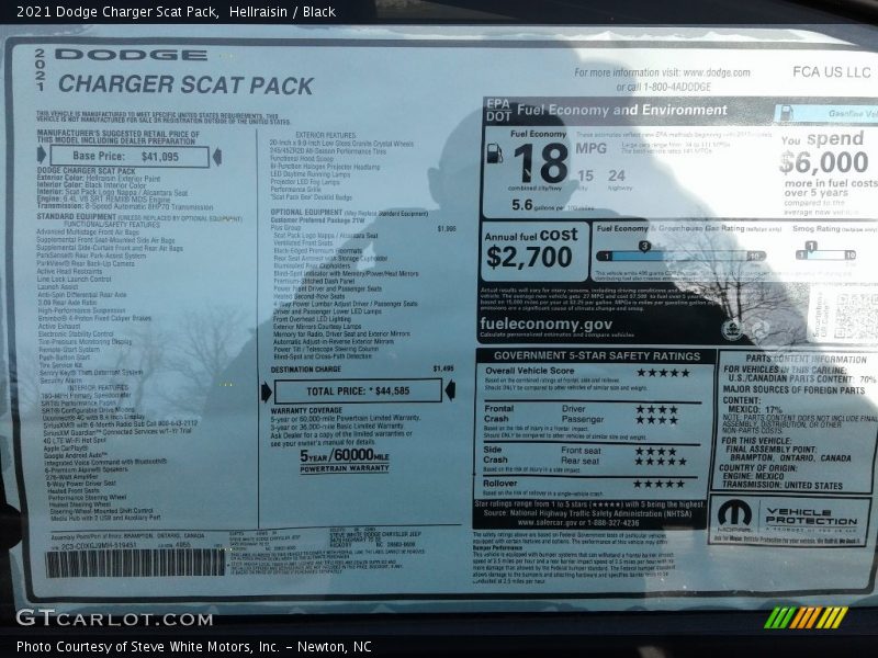 Hellraisin / Black 2021 Dodge Charger Scat Pack