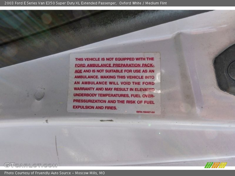 Oxford White / Medium Flint 2003 Ford E Series Van E350 Super Duty XL Extended Passenger