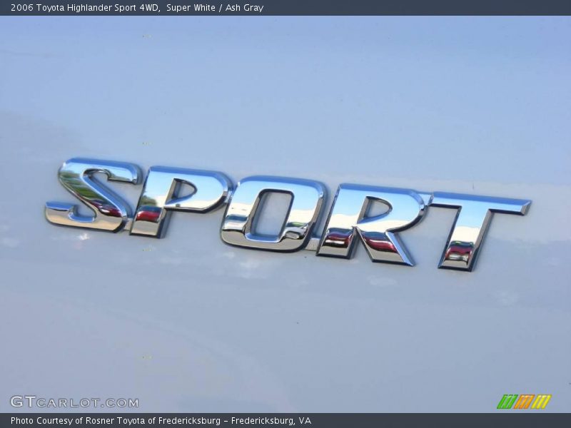 Super White / Ash Gray 2006 Toyota Highlander Sport 4WD