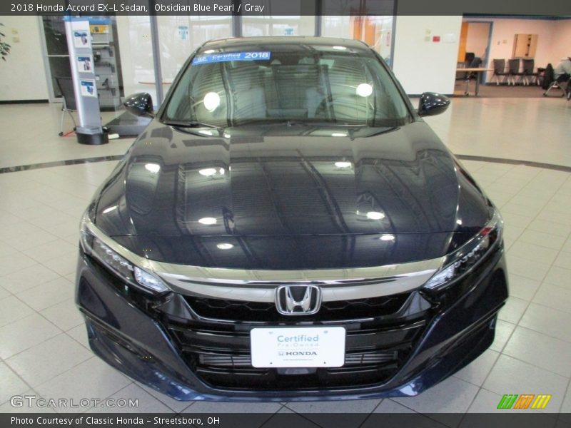 Obsidian Blue Pearl / Gray 2018 Honda Accord EX-L Sedan