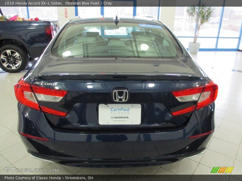 Obsidian Blue Pearl / Gray 2018 Honda Accord EX-L Sedan