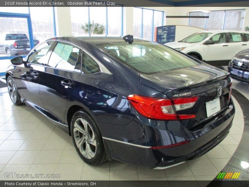 Obsidian Blue Pearl / Gray 2018 Honda Accord EX-L Sedan