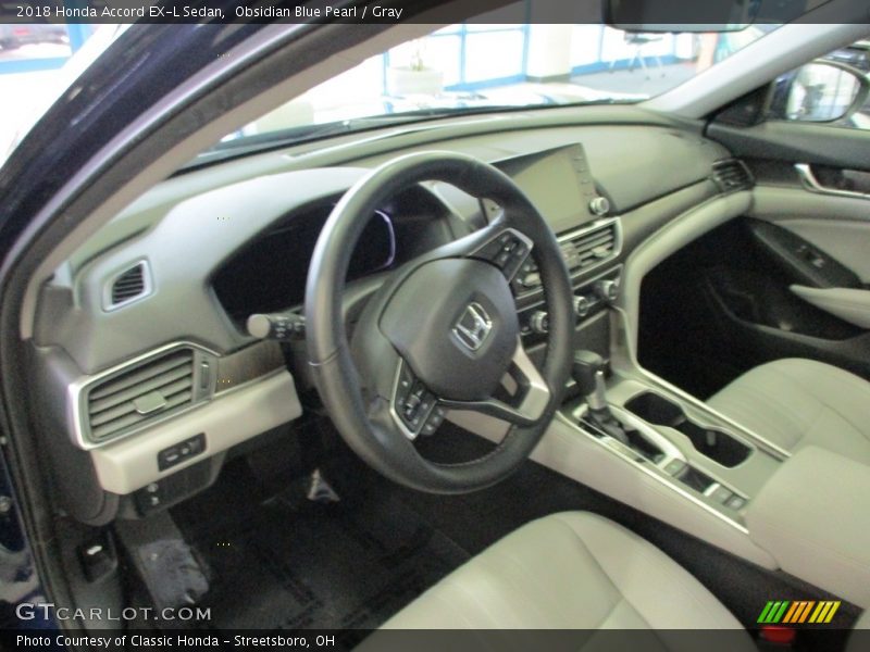 Obsidian Blue Pearl / Gray 2018 Honda Accord EX-L Sedan