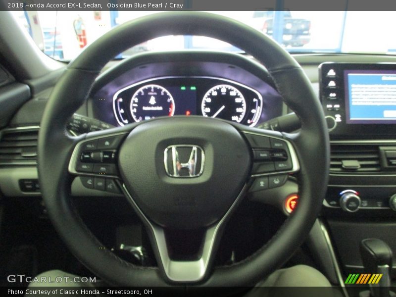 Obsidian Blue Pearl / Gray 2018 Honda Accord EX-L Sedan