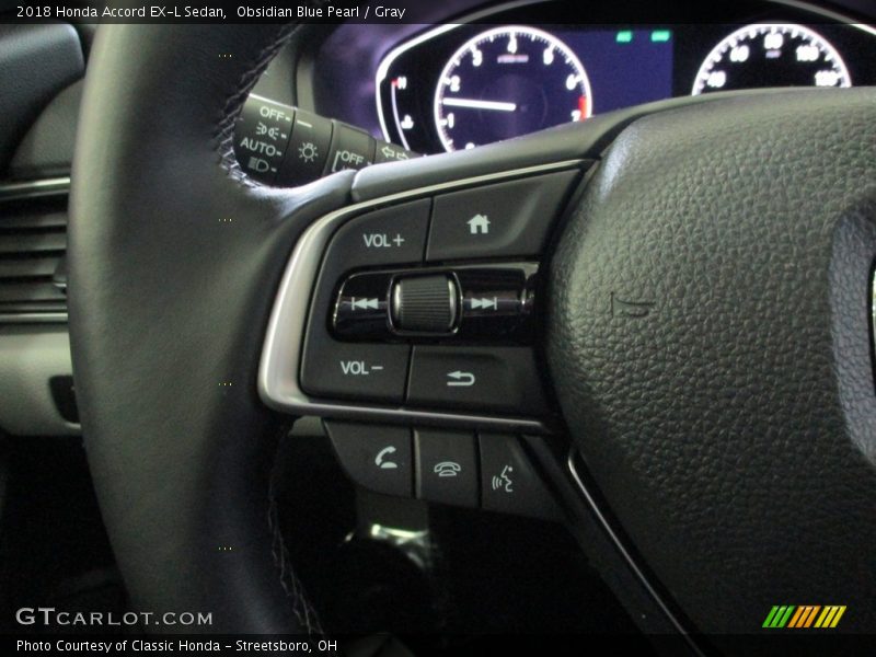 Obsidian Blue Pearl / Gray 2018 Honda Accord EX-L Sedan