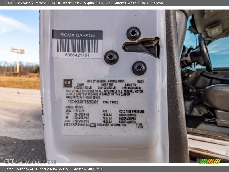 Summit White / Dark Charcoal 2006 Chevrolet Silverado 2500HD Work Truck Regular Cab 4x4