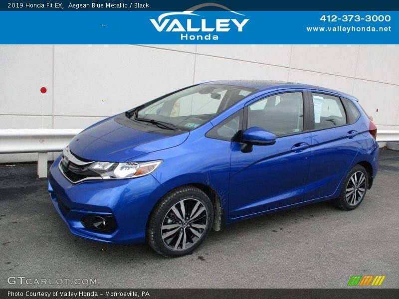 Aegean Blue Metallic / Black 2019 Honda Fit EX