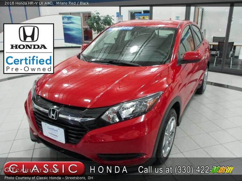 Milano Red / Black 2018 Honda HR-V LX AWD