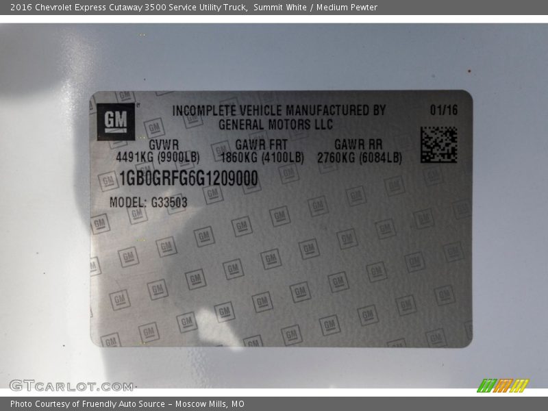 Summit White / Medium Pewter 2016 Chevrolet Express Cutaway 3500 Service Utility Truck