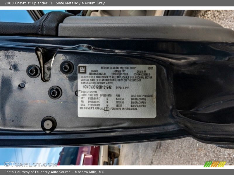 Slate Metallic / Medium Gray 2008 Chevrolet Uplander LT