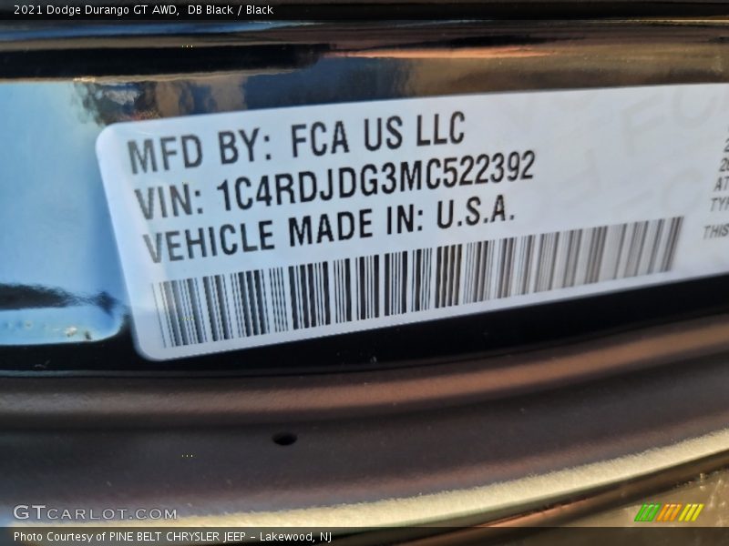 DB Black / Black 2021 Dodge Durango GT AWD