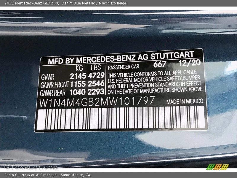 Denim Blue Metallic / Macchiato Beige 2021 Mercedes-Benz GLB 250