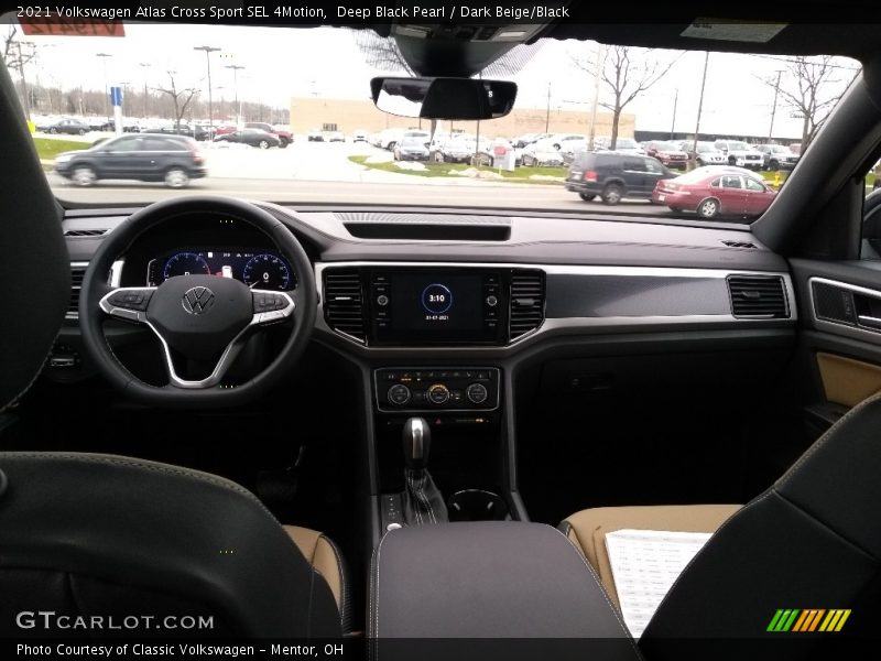 Deep Black Pearl / Dark Beige/Black 2021 Volkswagen Atlas Cross Sport SEL 4Motion