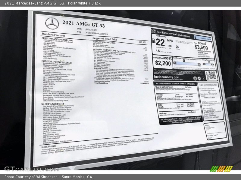Polar White / Black 2021 Mercedes-Benz AMG GT 53