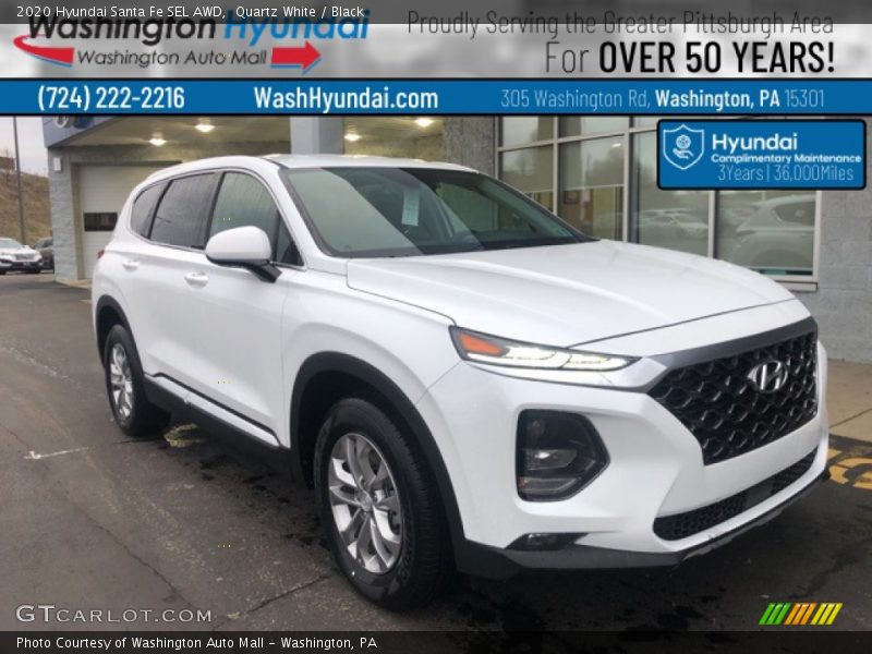 Quartz White / Black 2020 Hyundai Santa Fe SEL AWD