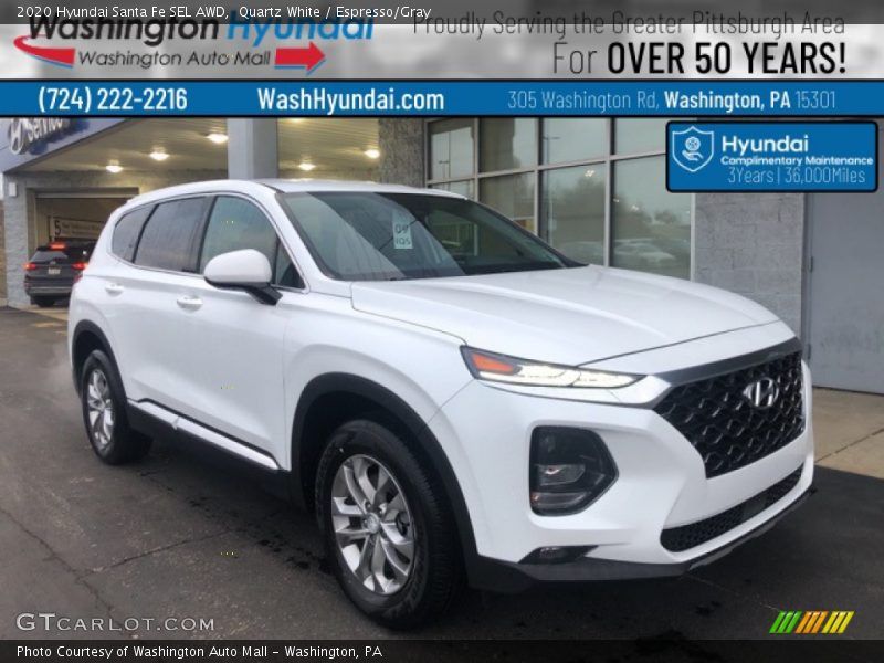 Quartz White / Espresso/Gray 2020 Hyundai Santa Fe SEL AWD