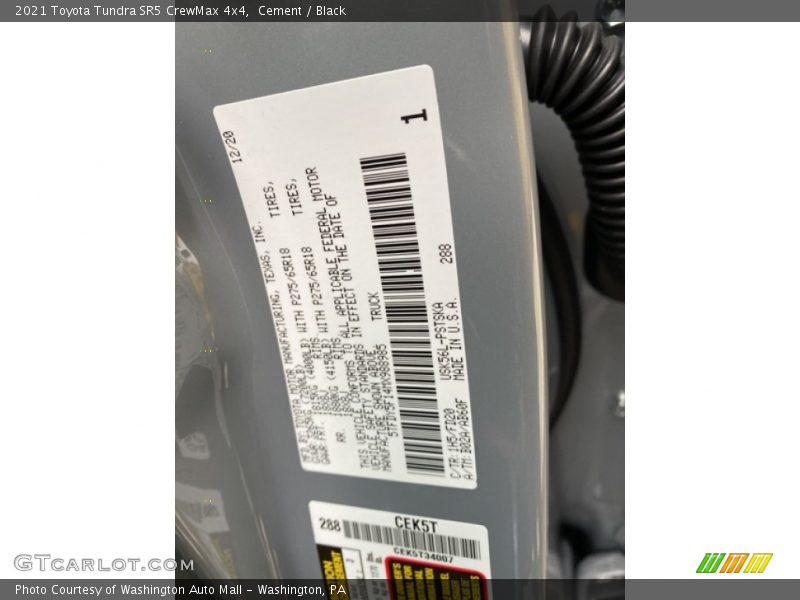 2021 Tundra SR5 CrewMax 4x4 Cement Color Code 1H5