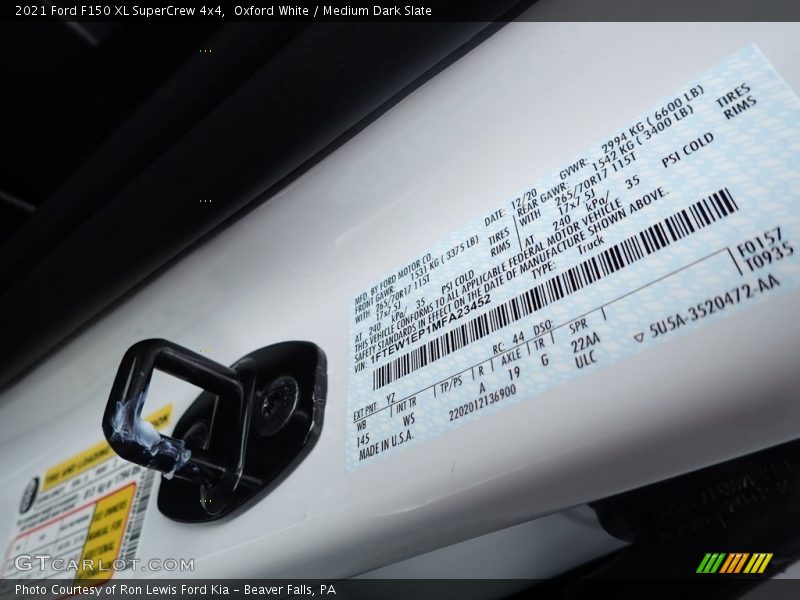 Oxford White / Medium Dark Slate 2021 Ford F150 XL SuperCrew 4x4