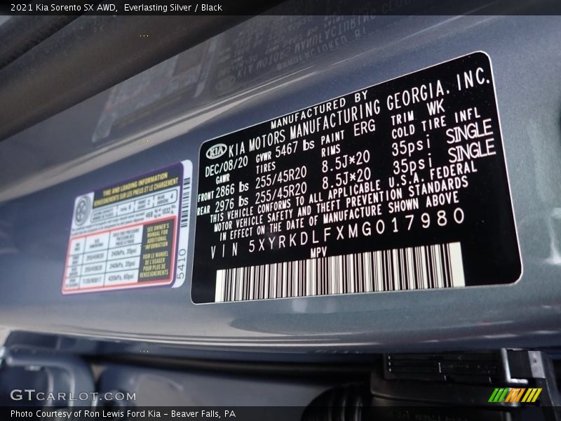 Everlasting Silver / Black 2021 Kia Sorento SX AWD