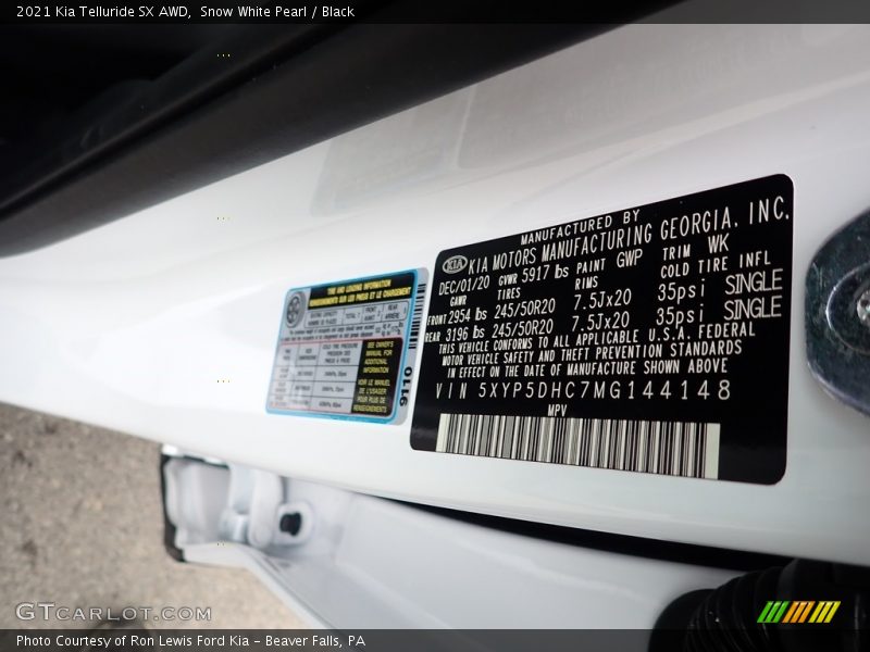 Snow White Pearl / Black 2021 Kia Telluride SX AWD