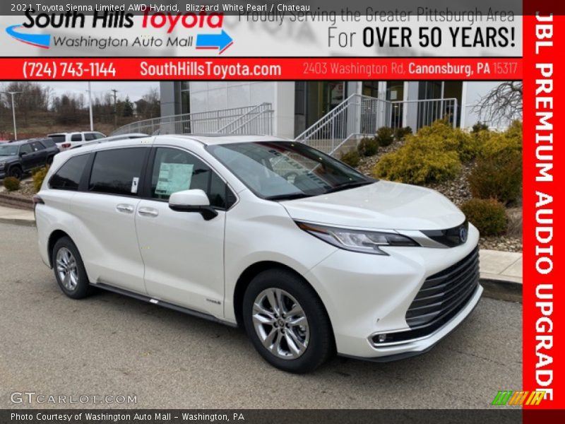 Blizzard White Pearl / Chateau 2021 Toyota Sienna Limited AWD Hybrid