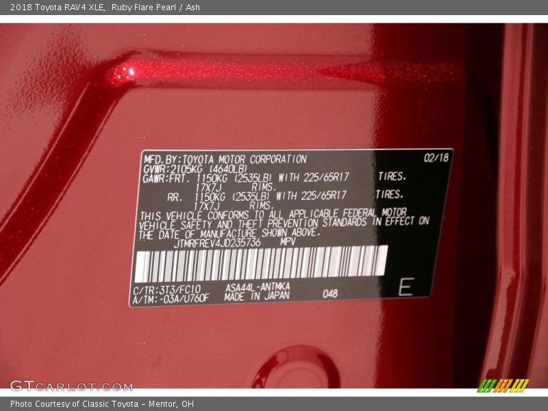 Ruby Flare Pearl / Ash 2018 Toyota RAV4 XLE