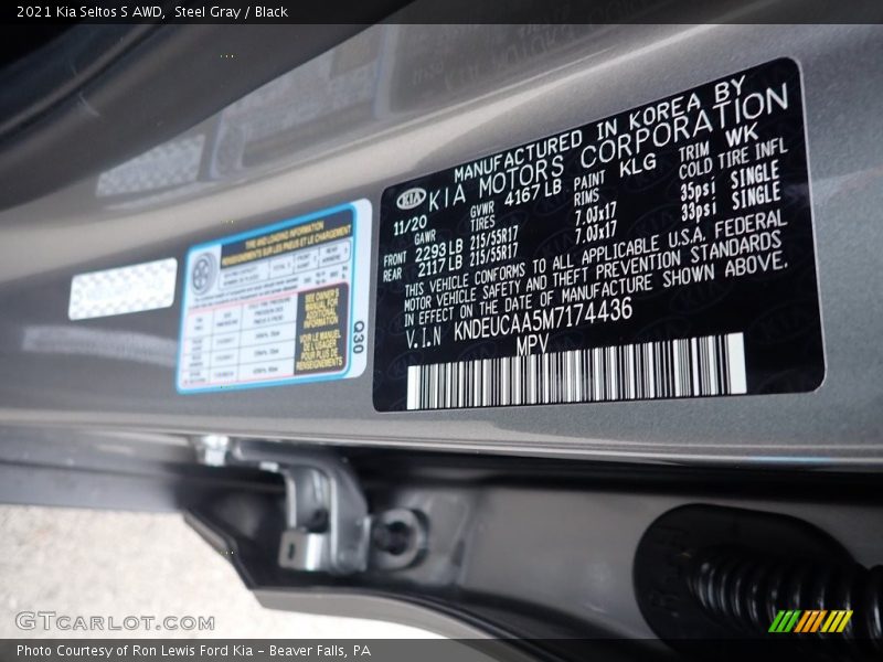 Steel Gray / Black 2021 Kia Seltos S AWD