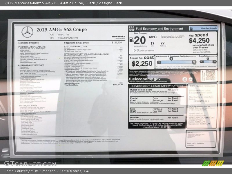 Black / designo Black 2019 Mercedes-Benz S AMG 63 4Matic Coupe