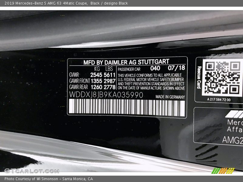 Black / designo Black 2019 Mercedes-Benz S AMG 63 4Matic Coupe