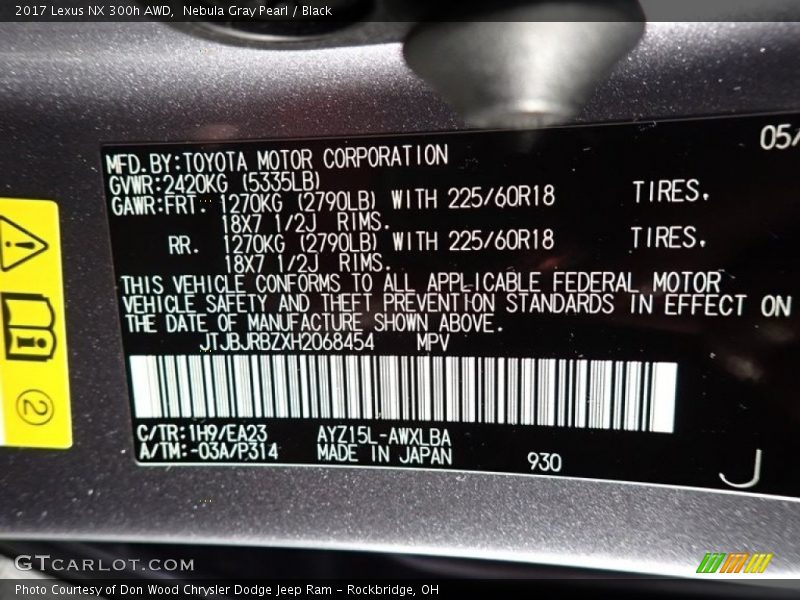 Nebula Gray Pearl / Black 2017 Lexus NX 300h AWD