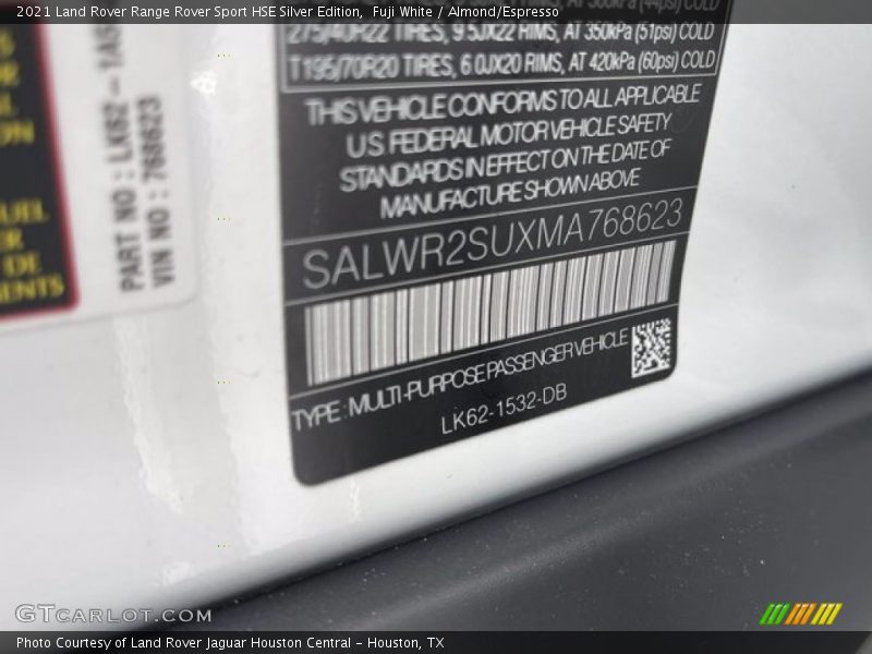 Fuji White / Almond/Espresso 2021 Land Rover Range Rover Sport HSE Silver Edition