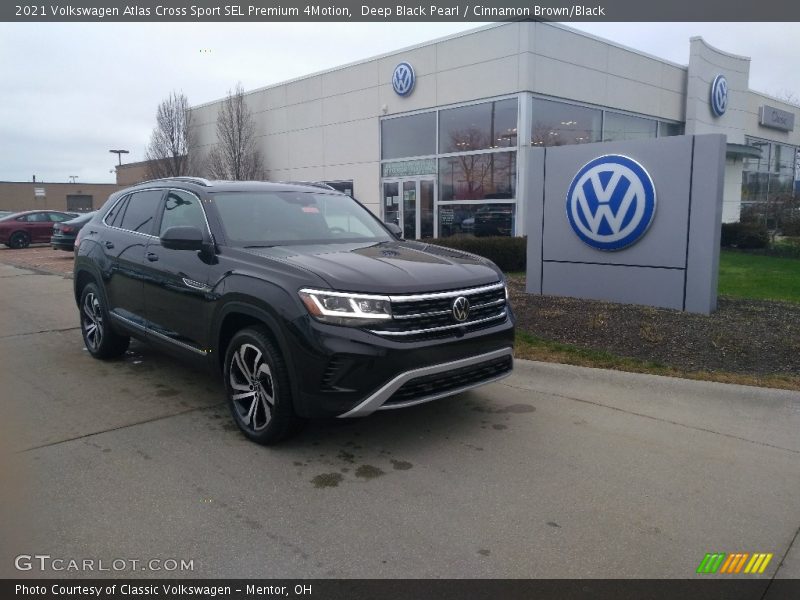 Deep Black Pearl / Cinnamon Brown/Black 2021 Volkswagen Atlas Cross Sport SEL Premium 4Motion