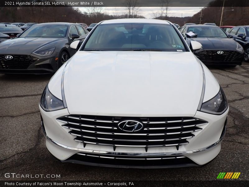 Hyper White / Black 2021 Hyundai Sonata SEL Hybrid