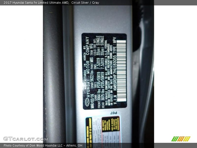 Circuit Silver / Gray 2017 Hyundai Santa Fe Limited Ultimate AWD