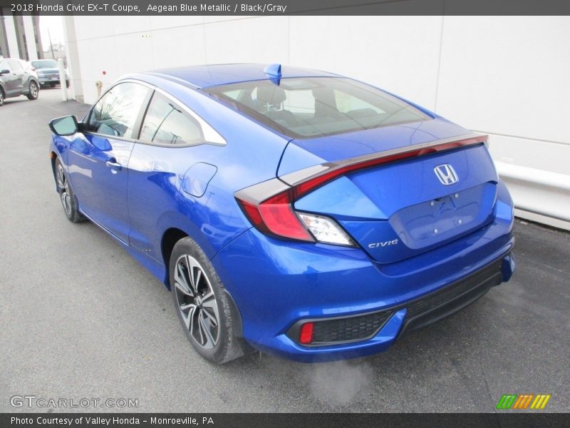 Aegean Blue Metallic / Black/Gray 2018 Honda Civic EX-T Coupe