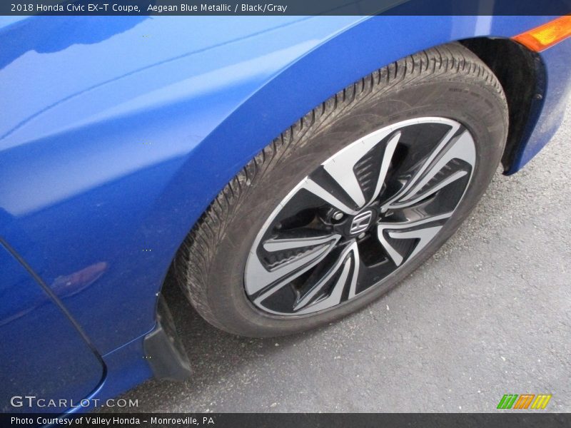Aegean Blue Metallic / Black/Gray 2018 Honda Civic EX-T Coupe
