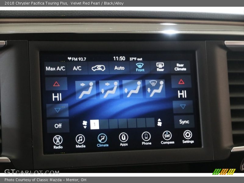 Velvet Red Pearl / Black/Alloy 2018 Chrysler Pacifica Touring Plus